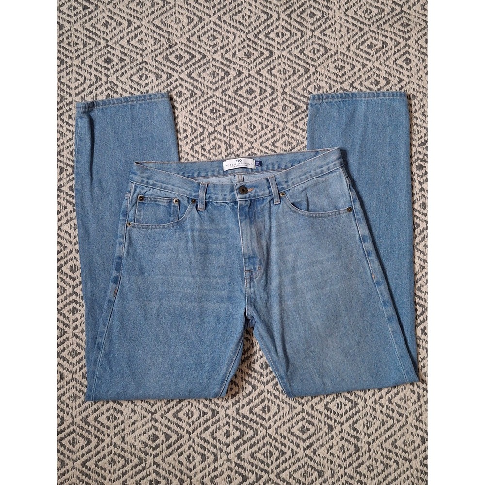 Peter Manning NYC Mens 32W 30L (28.5)* Light Wash Straight Leg 100% Cotton Jeans